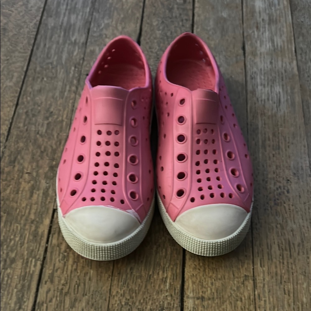 Pink and White Perforated Slip-On Sneakers